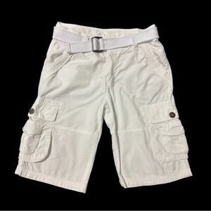 RawX Boy’s Regular-Fit Belted Cargo Shorts - White Size:14